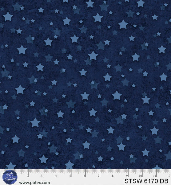 Dark Blue Star Spangled 108" STSW-6170-DB Cotton Wideback Fabric Per Yard
