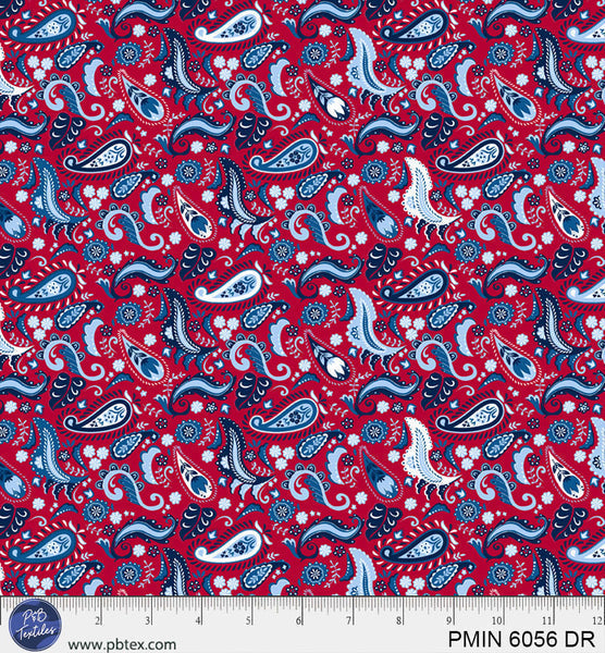 Dark Red Patriotic Minis PMIN-6056-DR Cotton 44/45 Fabric Per Yard