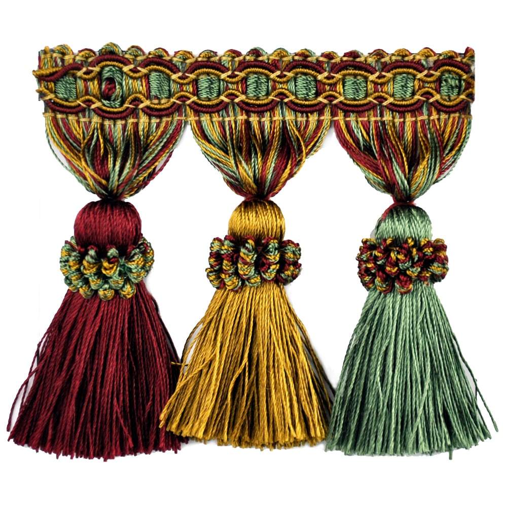 Elegance Collection - 3" Tassel Fringe (25 Yard Roll) - BF-1478-17/14 Wine and Gold