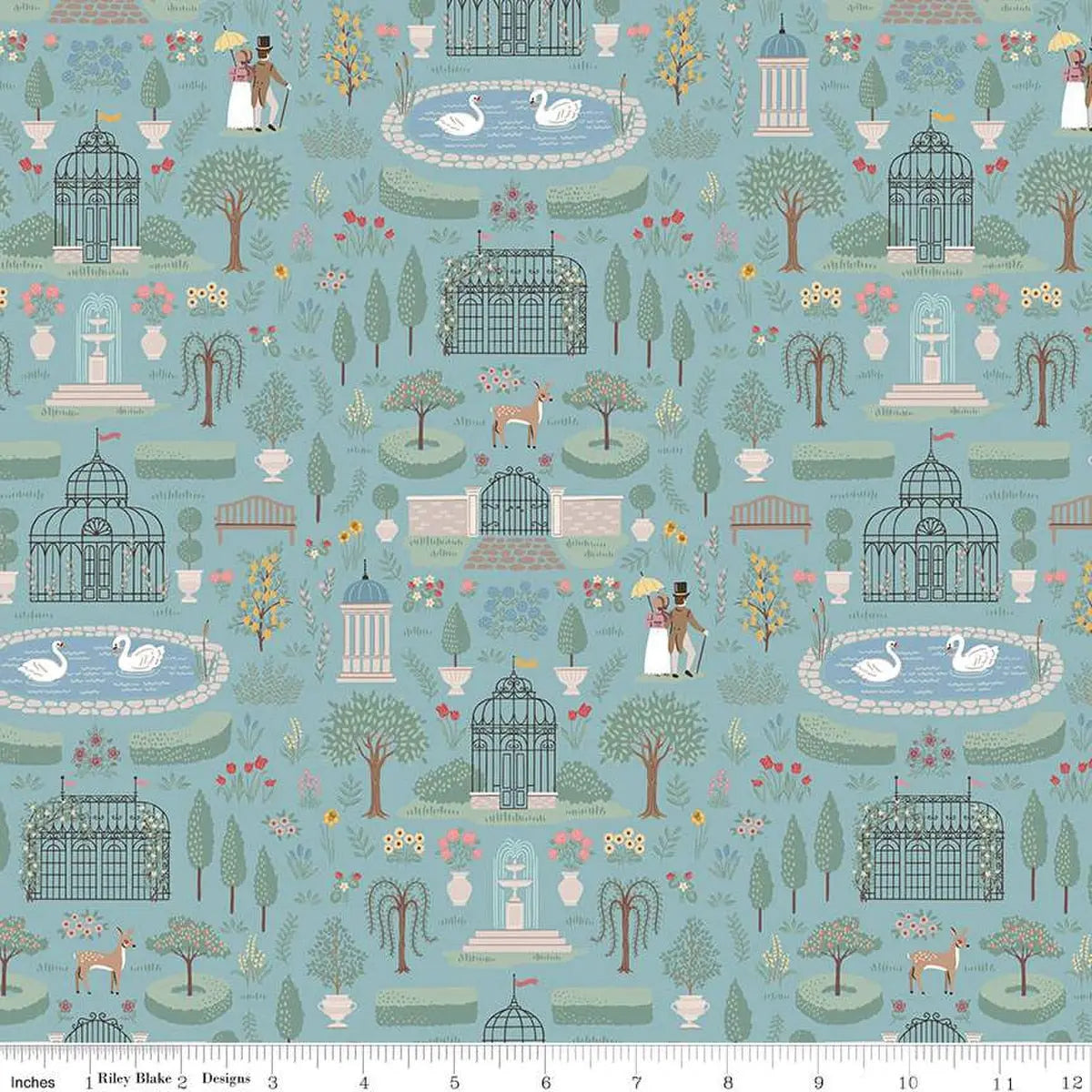 Emma Highbury Blue 43"/44" Fabric Per Yard