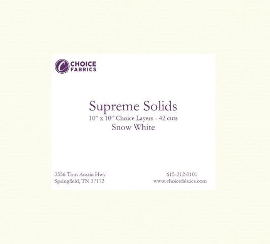 Supreme Solids - 10" Squares - Snow White (42 Squares)