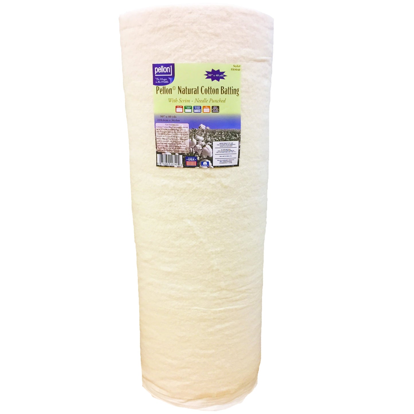 Pellon® Natural Cotton Batting With Scrim 90" x 40 yards Roll.