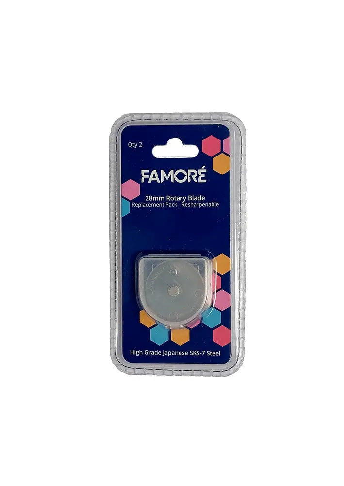 Famore 28mm Rotary Cutter Replacement Blades - Count 2