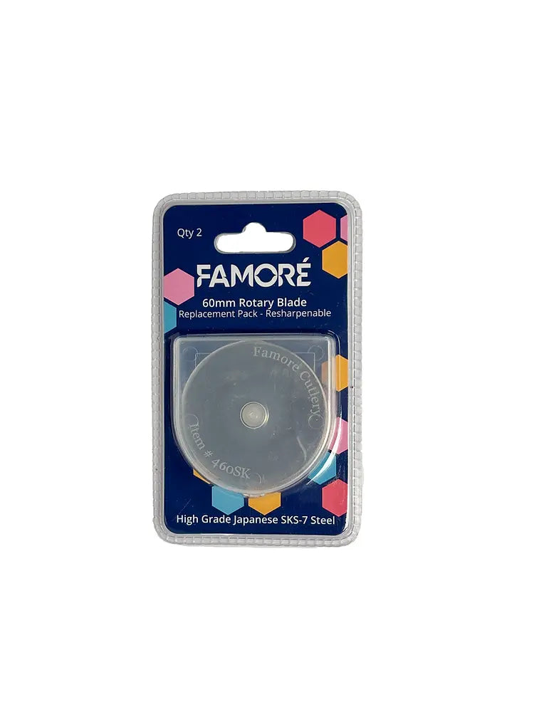 Famore 60mm Rotary Cutter Replacement Blades - Count 2