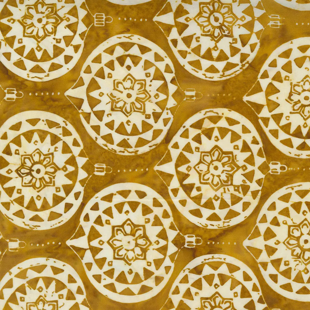 Felicity Batiks Gold Ornaments 44"/45" Fabric Per Yard