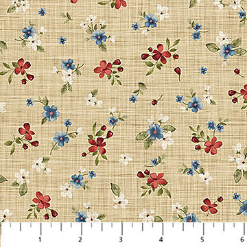 Floral Toss Beige Multi Farmhouse 28605-12 Cotton 44"/45" Fabric Per Yard