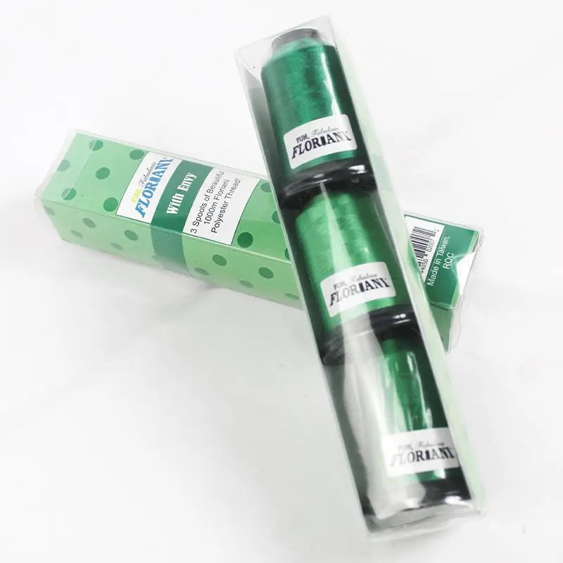 Floriani Thread 3 SPOOL SET - WITH ENVY GREEN