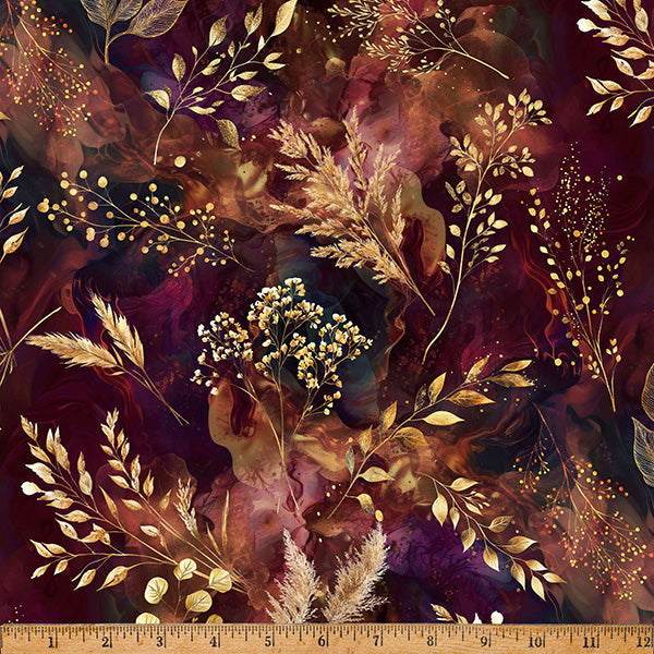 Global Spice Midnight Flora A Hoffman Spectrum Print Cotton 43"/44" Fabric Per Yard