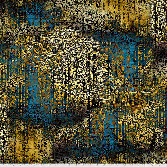 Gold Gilded Mosaic Abandoned 44"/45" Cotton Fabric Per Yard