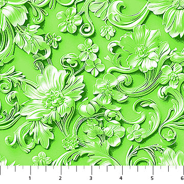 Green Baroque Damask Good Together Cotton 44"/45" Fabric Per Yard