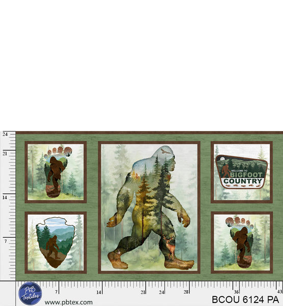 Green Bigfoot Country Forest Scene Blocks Panel
