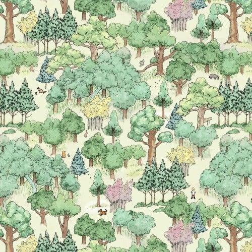 Green Classic Winnie Forest Cotton 43"/44" Fabric Per Yard