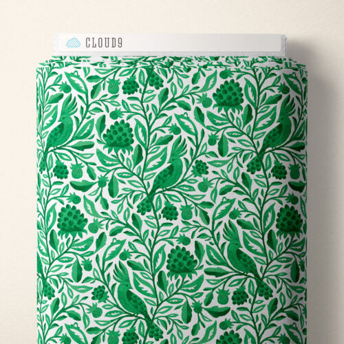 Green Esmralda Birds and Branches Cotton 44/45 Fabric Per Yard