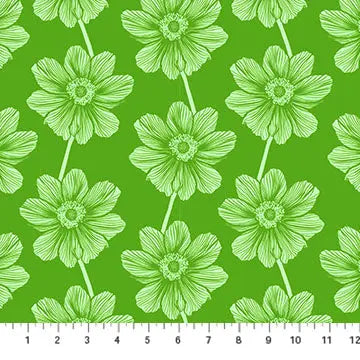 Green Floral Indelible by Anna Maria for Northcott Cotton 44"/45" Fabric Per Yard