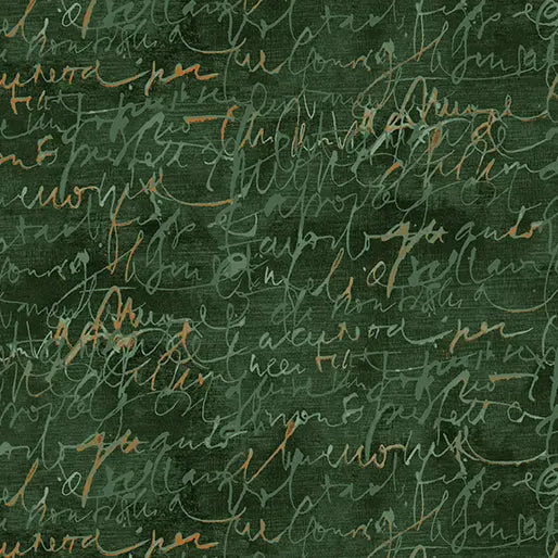 Green Fluidity Script Small Cotton 44/45" Fabric Per Yard