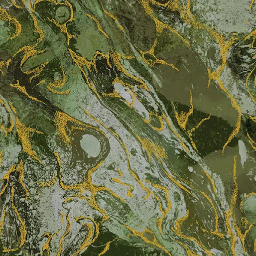 Green Marbled Earth Cotton 44/45" Fabric Per Yard