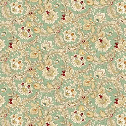 Green Sea Mist Fancy Foulard Cotton Wideback Fabric per yard
