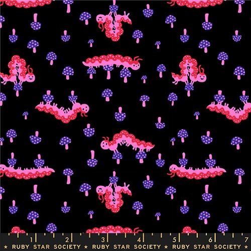 Hello Alice Black Caterpillar Cotton 43"/44" Fabric Per Yard