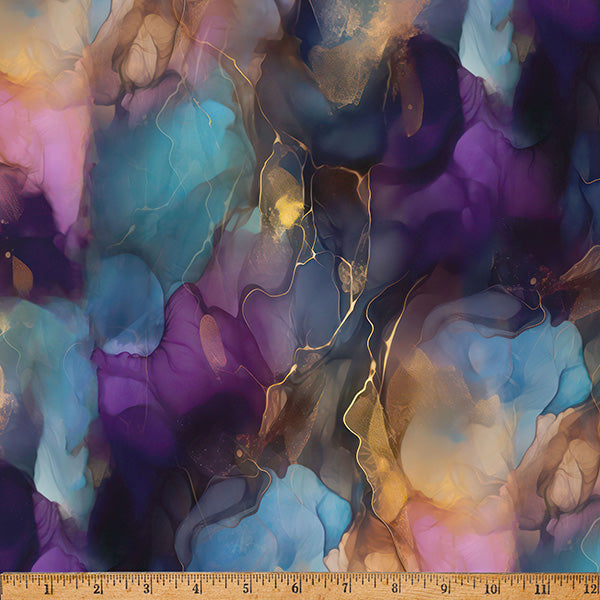 Jewel Midnight Flora A Hoffman Spectrum Print Cotton 43"/44" Fabric Per Yard