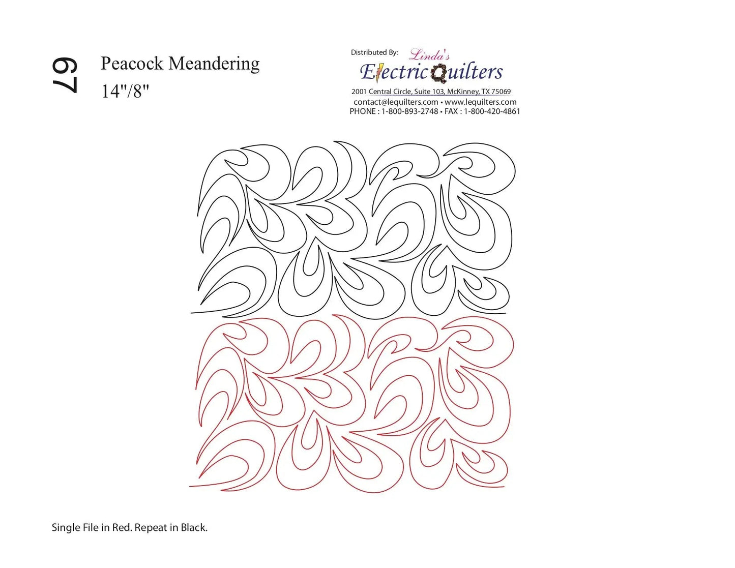 067 Peacock Meandering Pantograph by Linda V. Taylor