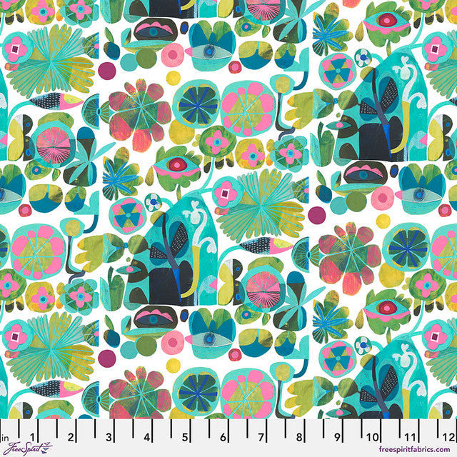 Lemon Blue Colori Cotton 44"/45" Fabric Per Yard