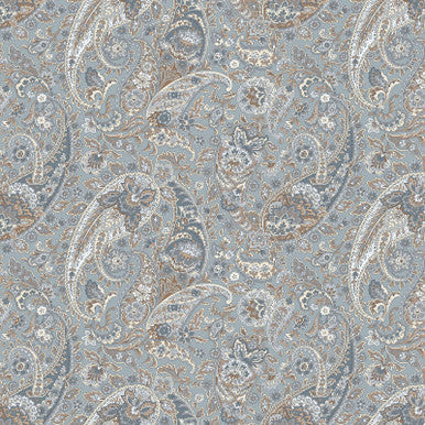 Paisley Blue Meadow Blush 43"/44" Cotton Fabric Per Yard