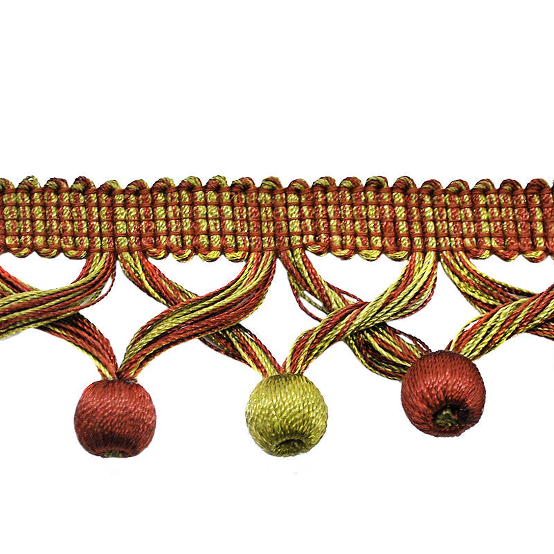 MIlante Collection - 1 3/4" Length BALL FRINGE (25 Yard Roll) - BF-1481-06/36 Green and Brown