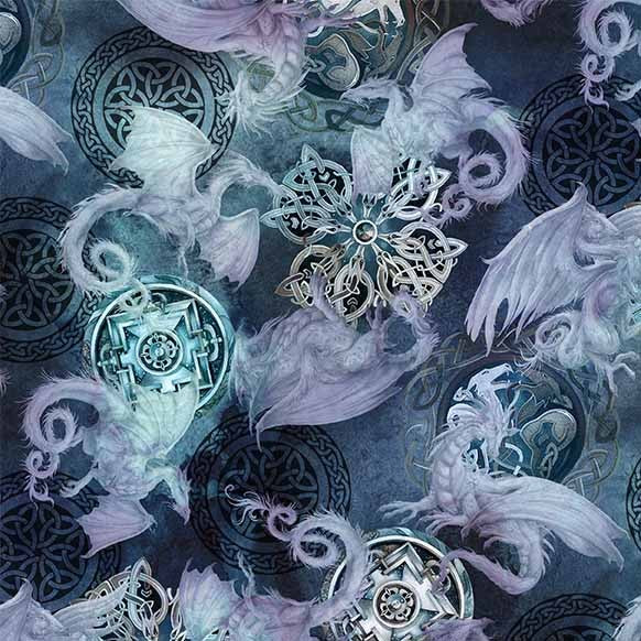 Midnite Night Sky Dragon Cotton 43"/44" Fabric Per Yard