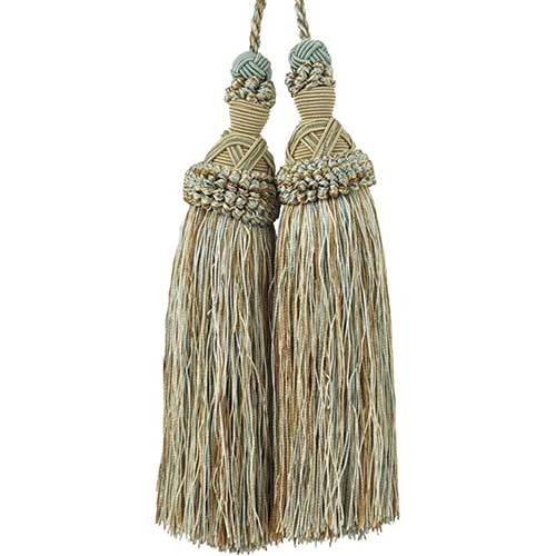 Milante Collection - 8 1/2" Length TASSEL CHAIR TIE - BT-623-16/33 Sable and Turquoise