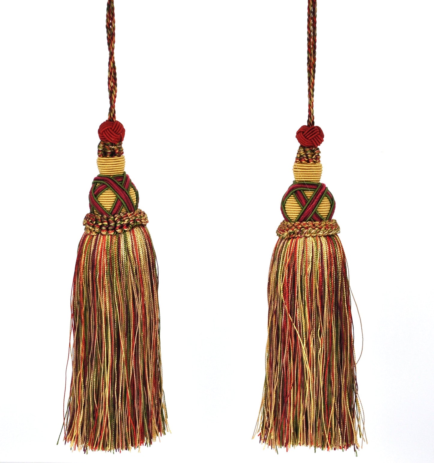 Milante Collection - 8" Length TASSEL - BT-509-82/17 Taupe and Wine Red (2 Pieces per Pack)
