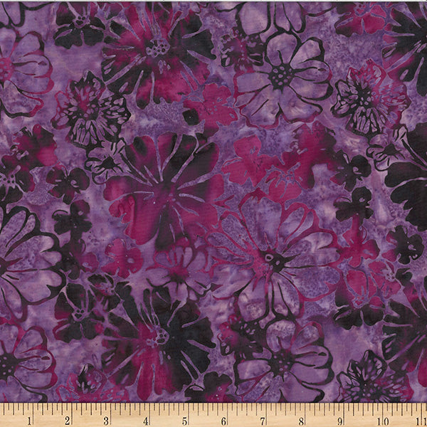 Mulberry Bali Batik Bold Floral Cotton 44"/45" Fabric Per Yard