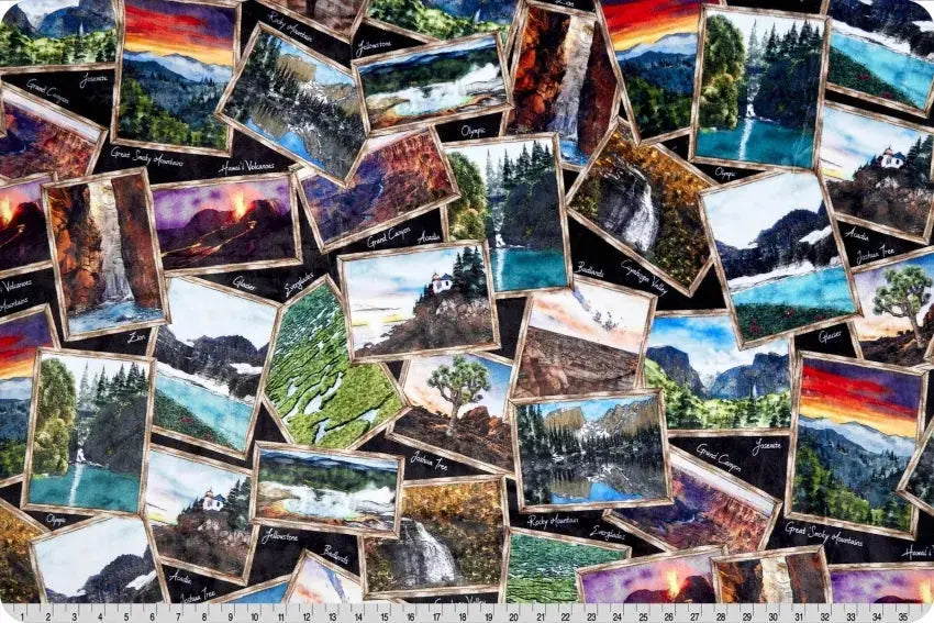 Multi Black National Parks Digital Cuddle Black Fabric - ( 3/4 Yard Pack )