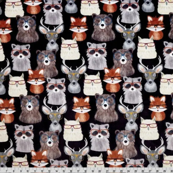 Multi Black Nature Nerds Digital Cuddle Black Fabric per yard - ( 2/3 Yard Pack )