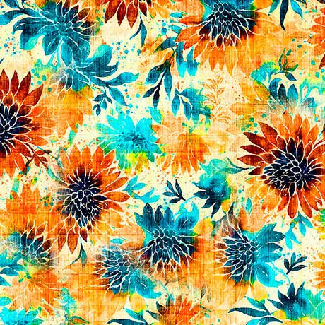 Multi Cream Floral Cotton 44"/45" Fabric Per Yard