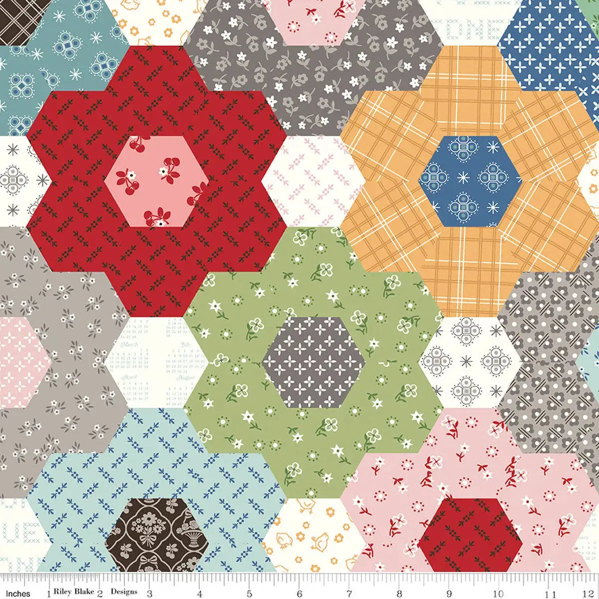 Multi Grandma's Flower Garden Calico Wideback Fabric Per Yard