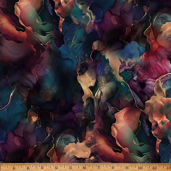 Multi Midnight Flora A Hoffman Spectrum Print Cotton 43"/44" Fabric Per Yard