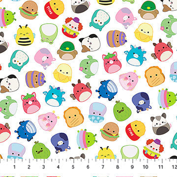 Multi Tossed Friends Yardage Squishmallows Cotton 44"/45" Fabric Per Yard