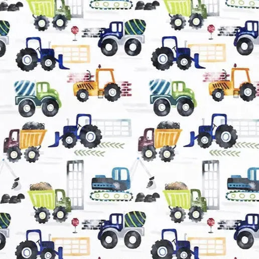 Multi Tractor Haul Digital Cuddle Fabric per yard