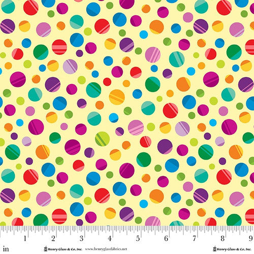 My Very Silly Monster's ABCs Yellow Multi Dots Cotton 44"/45" Fabric Per Yard