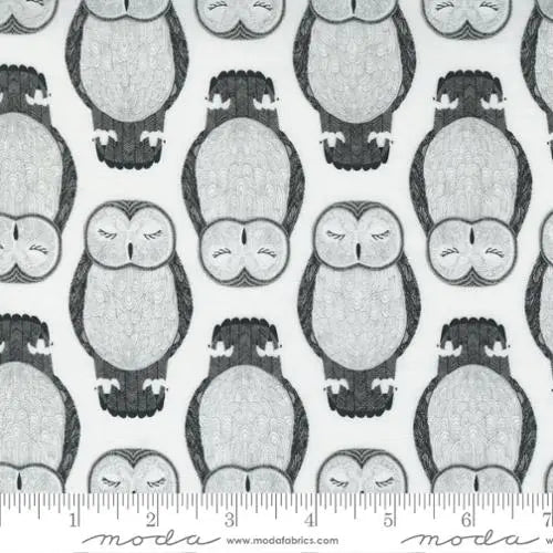 Nocturnal Moon Sleeping Owls 44"/45" Fabric Per Yard