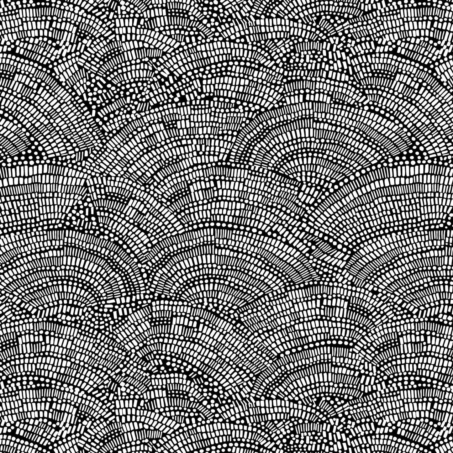 Not So Black and White Mosaic Fan Cotton Wideback Fabric Per Yard