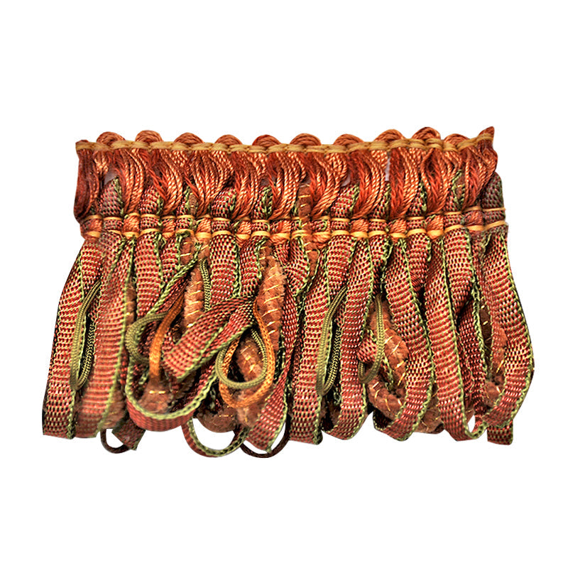 Odyssey Collection - 2 1/2" width Looped Brush Fringe (25 Yard Roll) - Burgundy and Olive