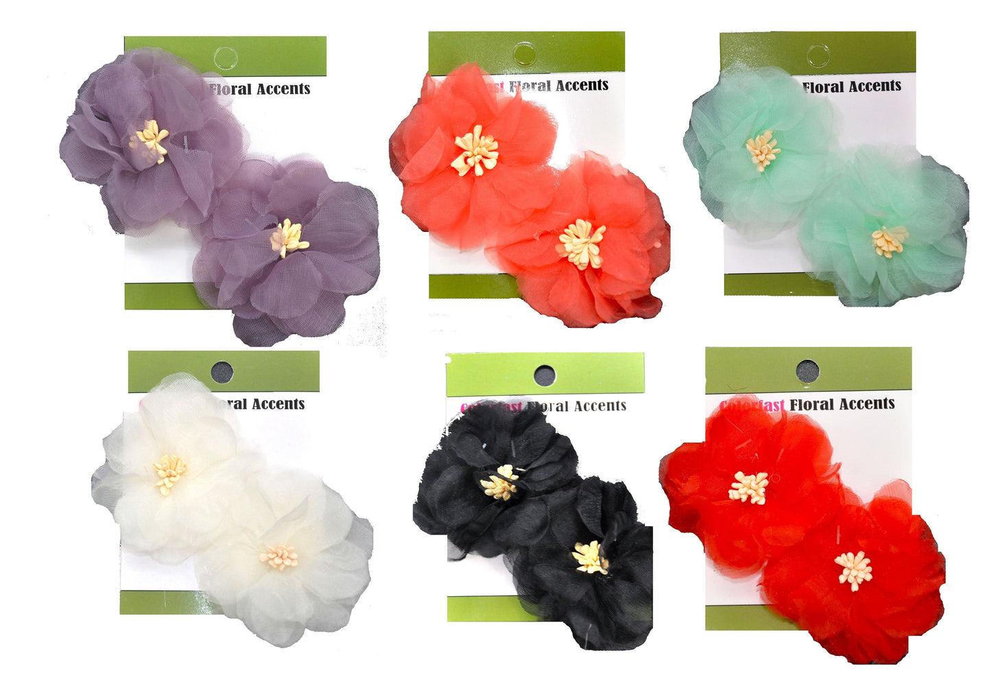 Organza Flower Appliqués - 12pcs 2 1/2" round (6 Cards Per Order) - BPP-A1-03 Blue