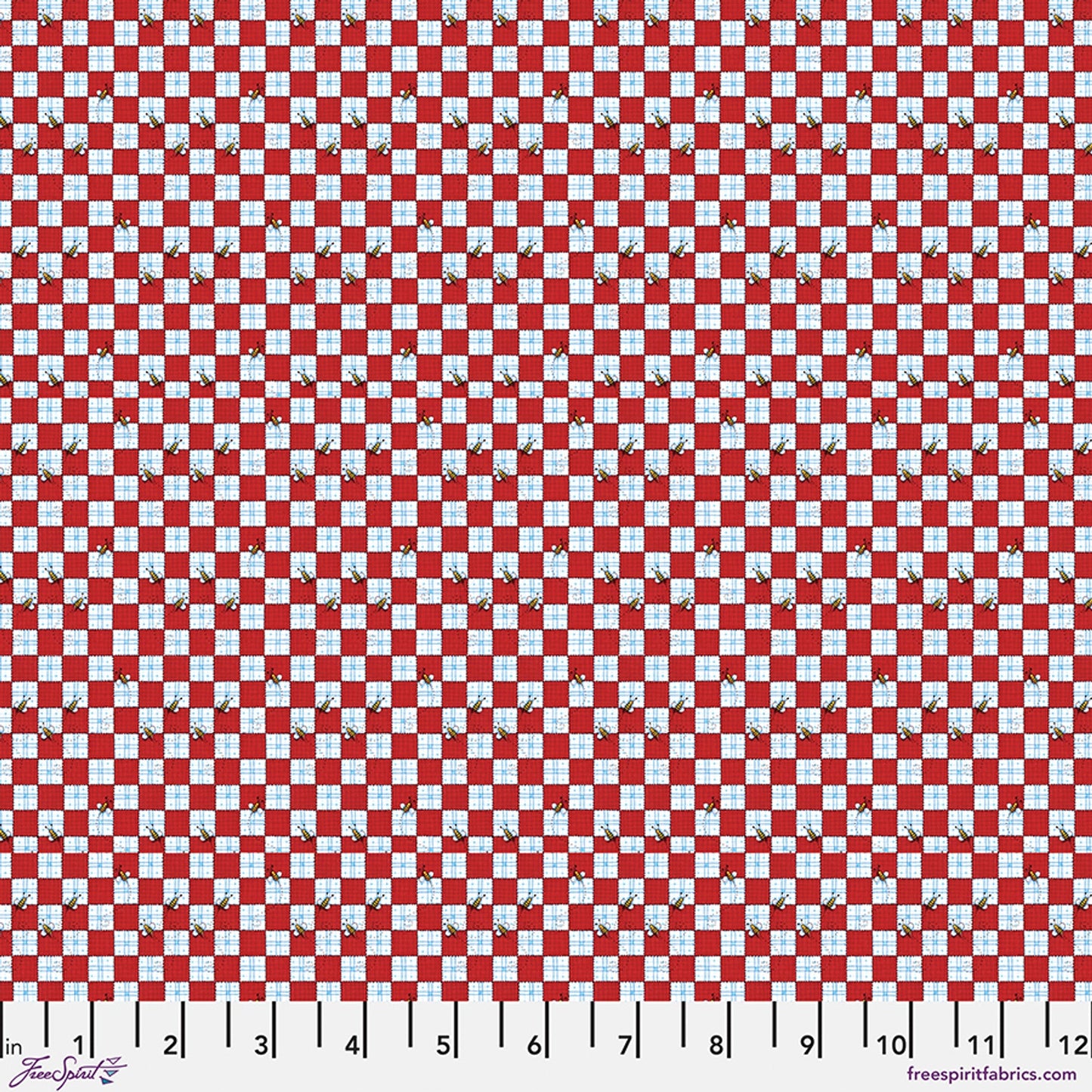 Red Bees at a Picnic Americas Birthday Cotton 44"/45" Fabric Per Yard