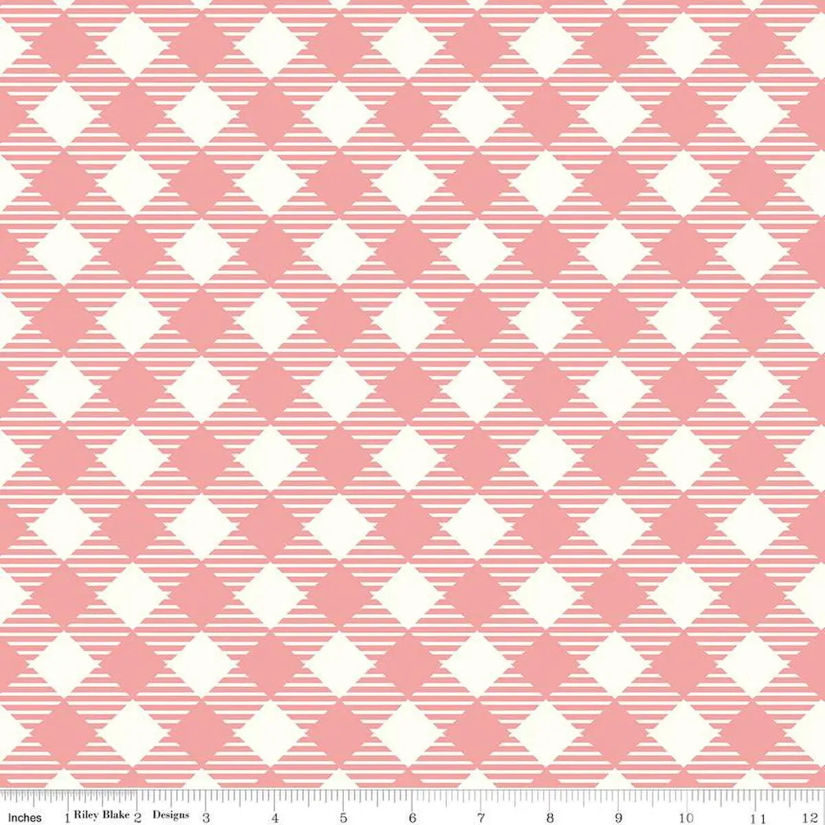 Pink Coral Lori Holt Bee Ginghams Cotton Wideback Fabric per yard