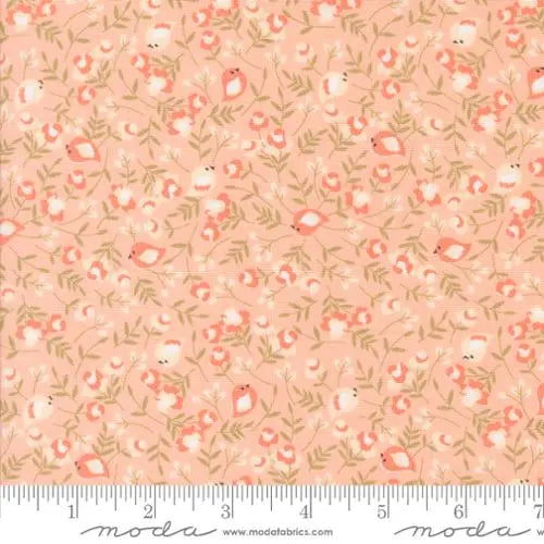 Pink Abloom Bubble Gum Songbird Florals Birds 44"/45" Fabric Per Yard