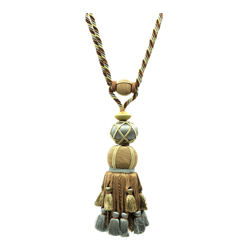 Pompeii Collection - 9" Length SINGLE TASSEL TIEBACK - BT-6006-38/11 Gold and Rust