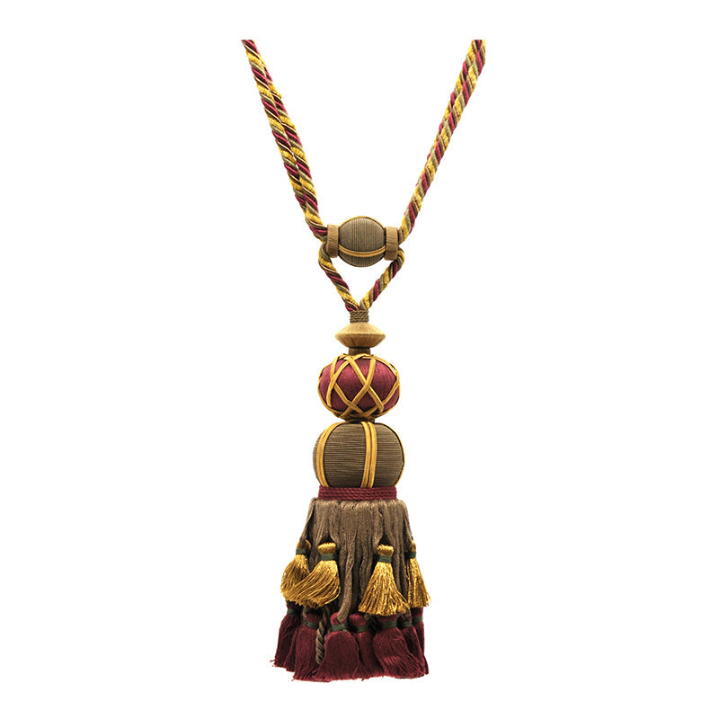 Pompeii Collection - 9" Length SINGLE TASSEL TIEBACK - BT-6006-38/17 Rust and Gold