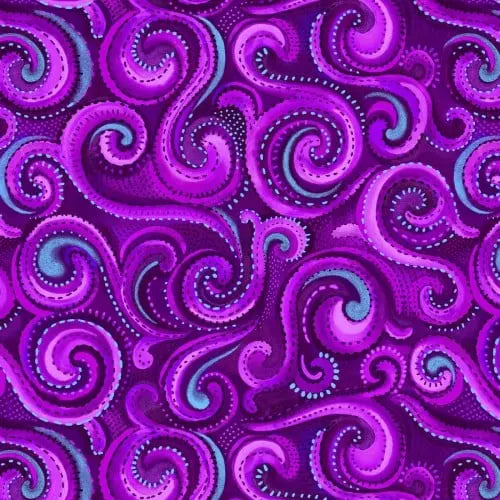 Purple Whirlwind Swirl Cotton Wideback Fabric per yard