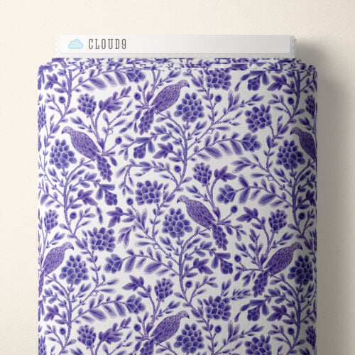 Purple Yolanda Birds and Branches Cotton 44/45 Fabric Per Yard